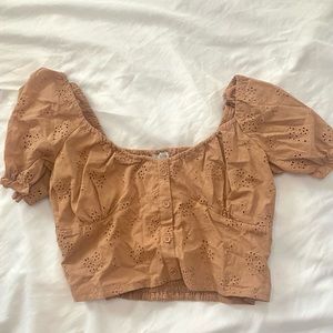 Tilly’s Brown Crop Top Crochet, Size L